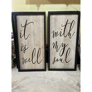 Pair of Wood Signs "It is Well, With My Soul"